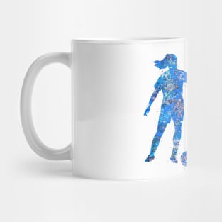 Soccer player girl blue art Mug